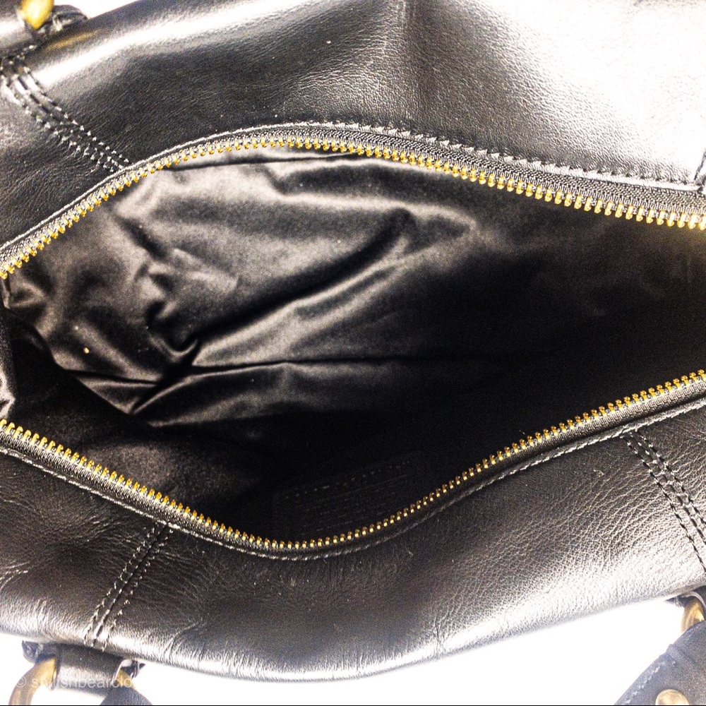 Coach Campbell Leather Satchel Black Brass Large - Picture 5 of 7